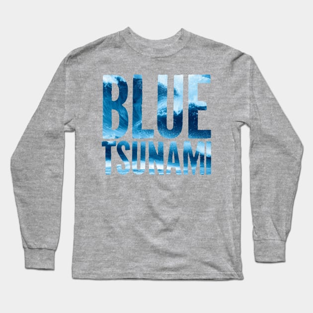 Blue Tsunami Long Sleeve T-Shirt by andzoo